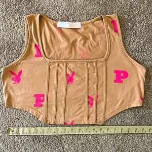 Sexy PLAYBOY x missguided plus sized Corset style Cropped tank top XXL sz 14